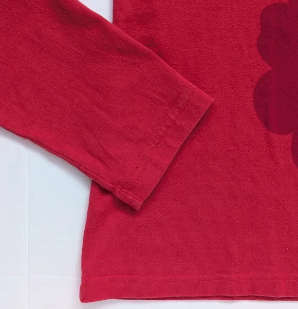 Vintage Marimekko Graphic Floral Red Long Sleeve Tee - Picture 5 of 11